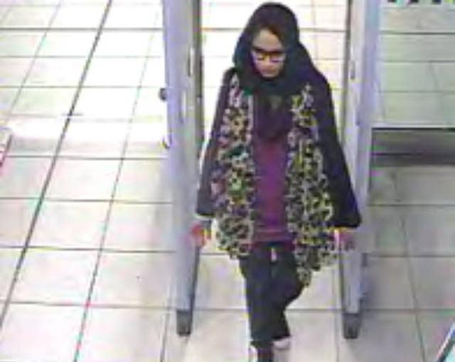 Shamima Begum,15 at Gatwick airport (CCTV/Metropolitan Police/PA)
