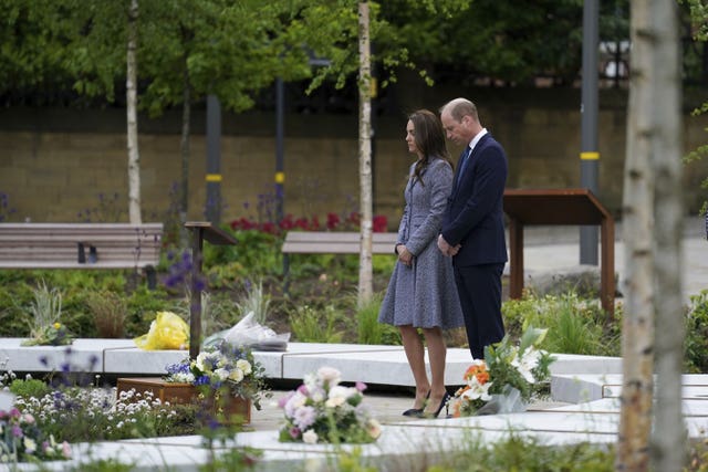 The Duke and Duchess of Cambridge at the Glade of Light Memorial