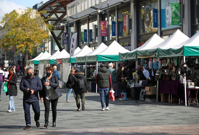 Market stalls remain open at The Moor Open Market in Sheffield, South Yorkhire, some six months on from the evening of March 23 when Prime Minister Boris Johnson announced nationwide restrictions