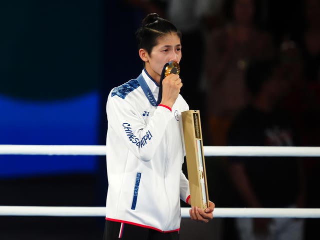 Lin Yu Ting pictured with an Olympic gold medal in Paris