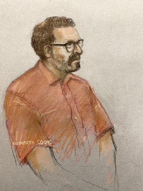 Court artist drawing of Christopher Brain