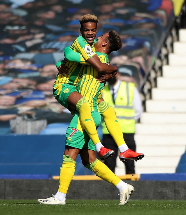 Grady Diangana, left, scored for West Brom 