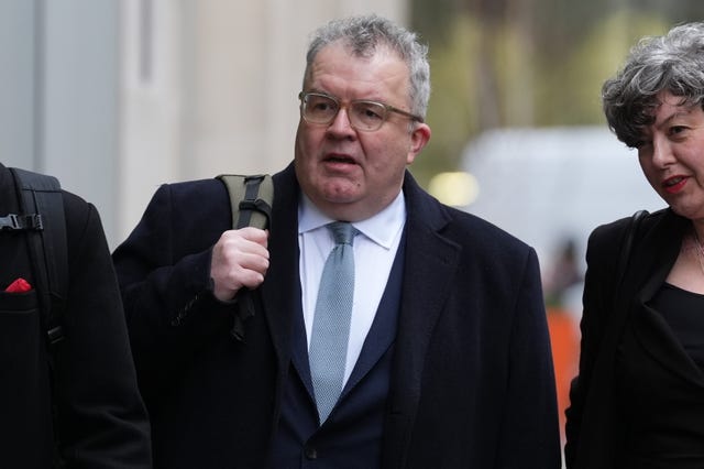 Lord Tom Watson arriving at The Rolls Building, London, on Wednesday 