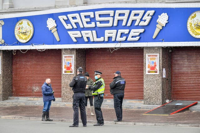 Police on patrol in Barry Island, Wales