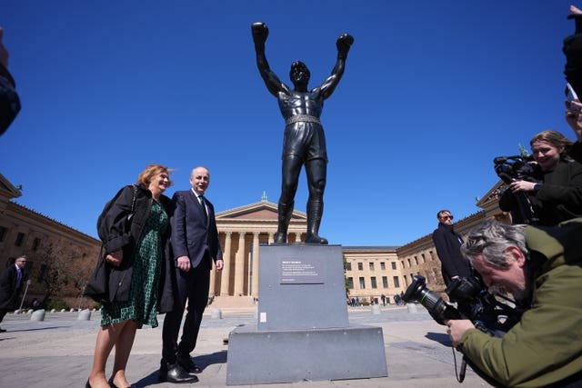 Micheal Martin and his wife Mary at the Rocky statue