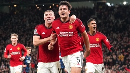 Harry Maguire celebrates scoring Manchester United’s winner (Nick Potts/PA)