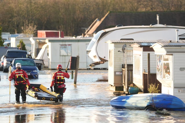 Caravans surrounded by water