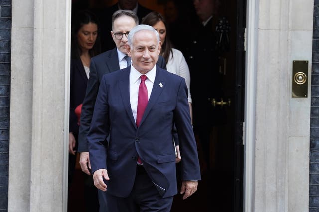 Israeli Prime Minister Benjamin Netanyahu leaving Downing Street