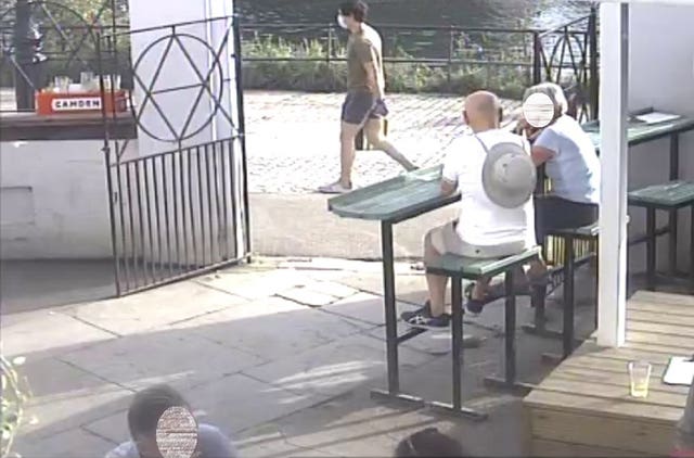 CCTV showing Daniel Khalife walking past the White Cross Pub in Richmond, London