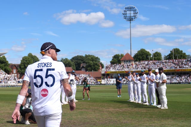 Ben Stokes receiving a guard of honour in his final Test at Trent Bridge.