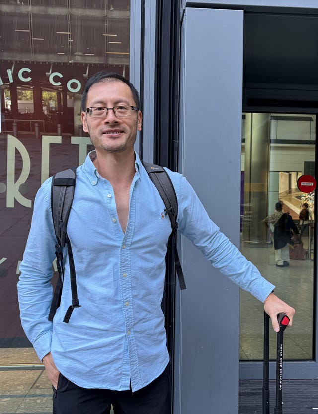 Chi Chen who travelled from Bristol to Heathrow airport as he was meant to be flying to Naples to meet a friend, after flights were cancelled on Tuesday