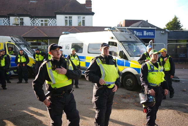 Police outside the Bell Hotel in Epping, Essex