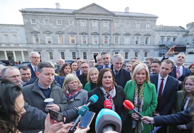 Sinn Fein leader Mary Lou McDonald with the newest members of the Sinn Fein parliamentary party
