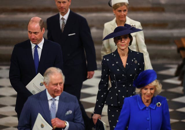 Senior members of the royal family at the 2023 Commonwealth service