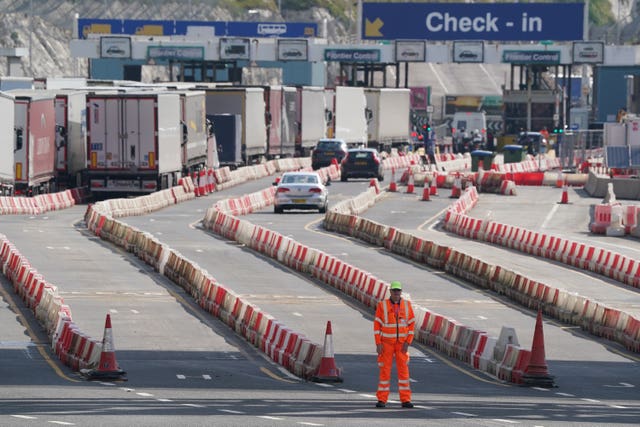 Traffic at the port of Dover in Kent (Gareth Fuller/PA)