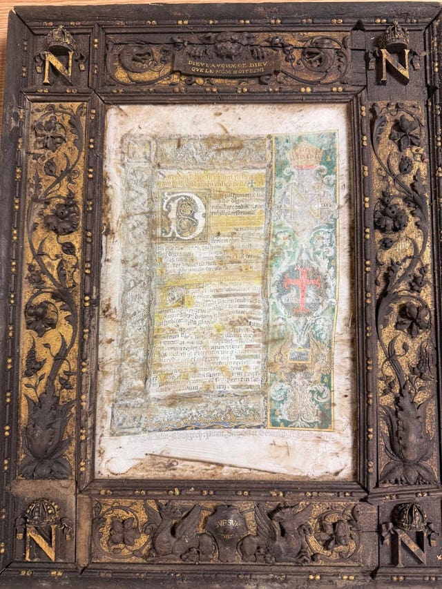 One of the three 'priceless' altar plaques stolen from the crypt of Napoleon Bonaparte III in a Hampshire monastery