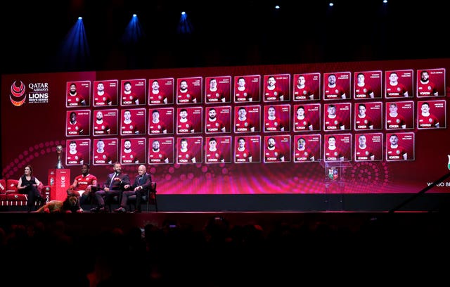 A screen showing the full Lions squad