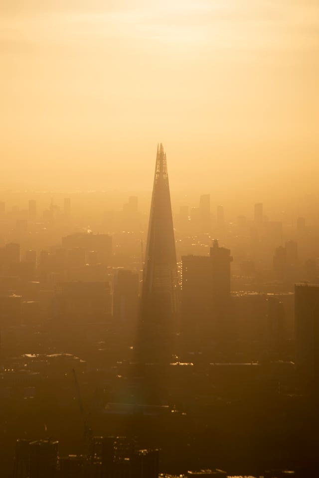 The Shard as seen from a hot air balloon