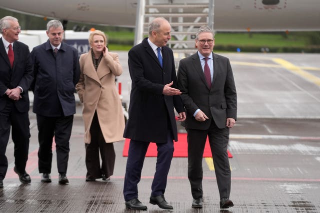 Taoiseach Micheal Martin welcomes Prime Minister Sir Keir Starmer to Cork Airport ahead of the UK-Ireland Summit