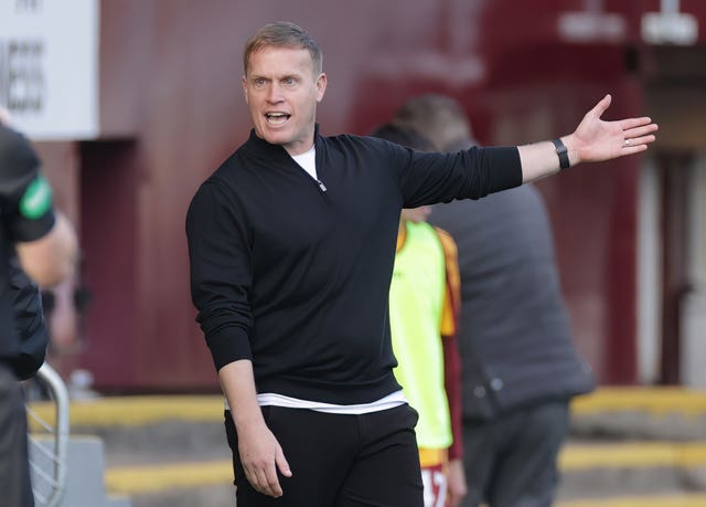 Motherwell manager Steven Hammell reacts during the cinch Premiership match at Fir Park, Motherwell on October 16, 2022
