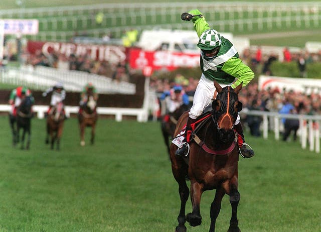 Mick Fitzgerald and See More Business gave Nicholls the first of four Gold Cup victories