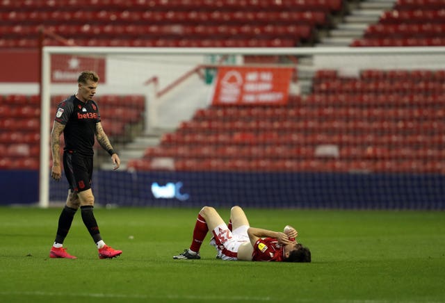 Nottingham Forest’s Joe Lolley is dejected 