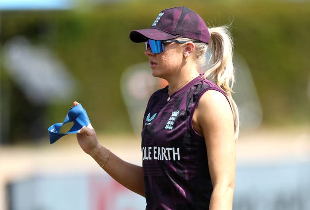 Sarah Glenn during a net session with England.