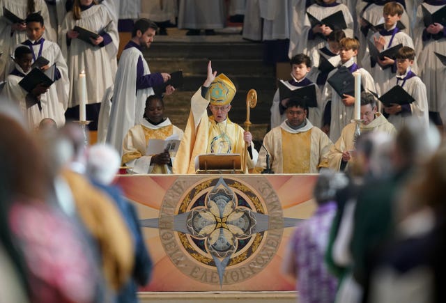 The Archbishop of Canterbury Justin Welby leads the Easter Sung Eucharist at Canterbury Cathedral in Kent