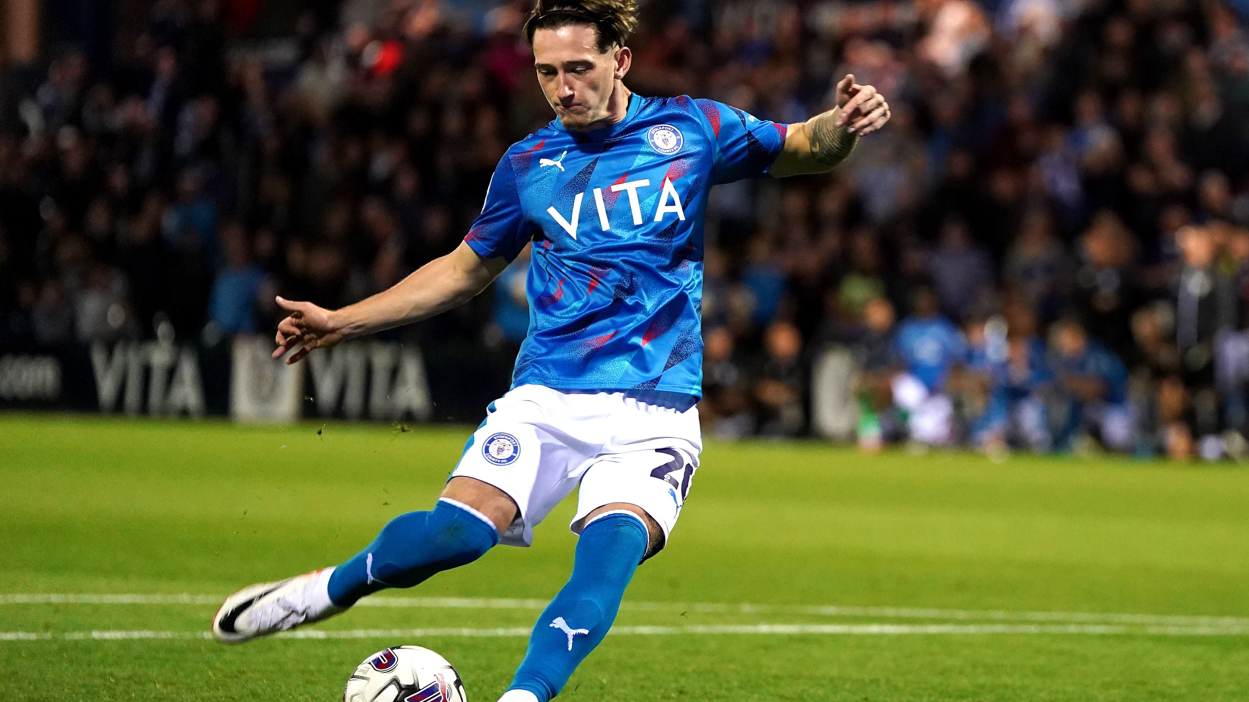 Louie Barry scored twice in Stockport’s win (Nick Potts/PA)