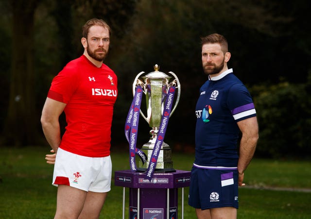 Wales’ captain Alun Wyn Jones (left) and Scotland captain John Barclay during the Natwest 6 Nations Launch in London