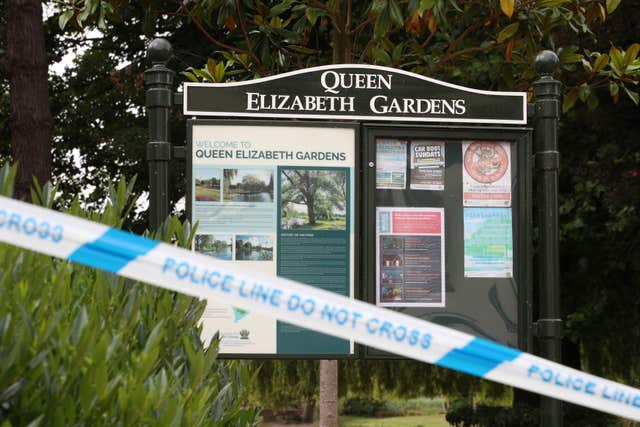 Police cordon at Queen Elizabeth Gardens