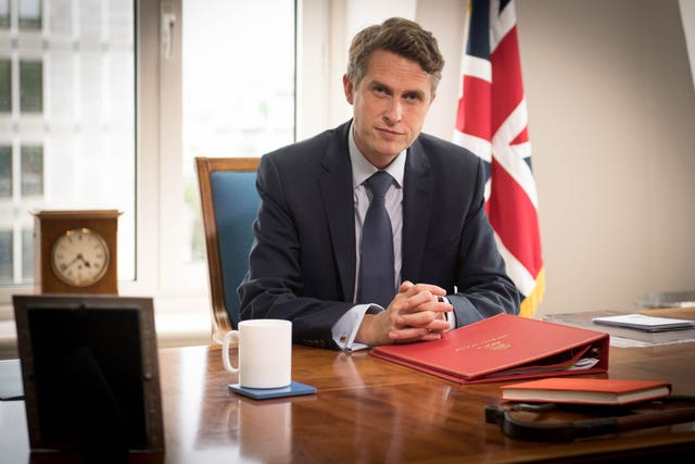 Education Secretary Gavin Williamson at his desk