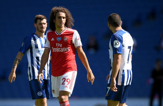 Matteo Guendouzi (left) has not played for Arsenal since a full-time bust-up following the defeat at Brighton.