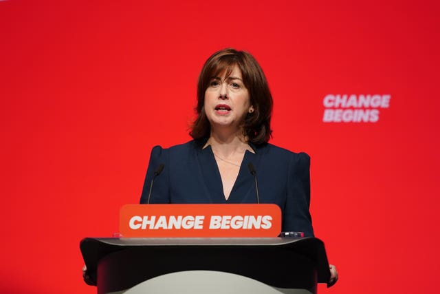 Lucy Powell speaking at a lectern