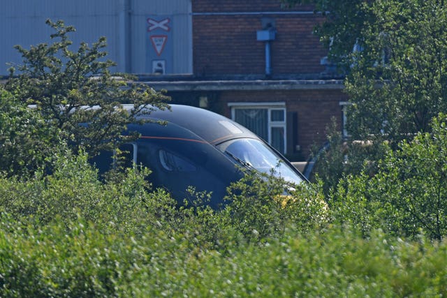 The scene on a section of track near Port Talbot after two railway workers died after being struck by a train