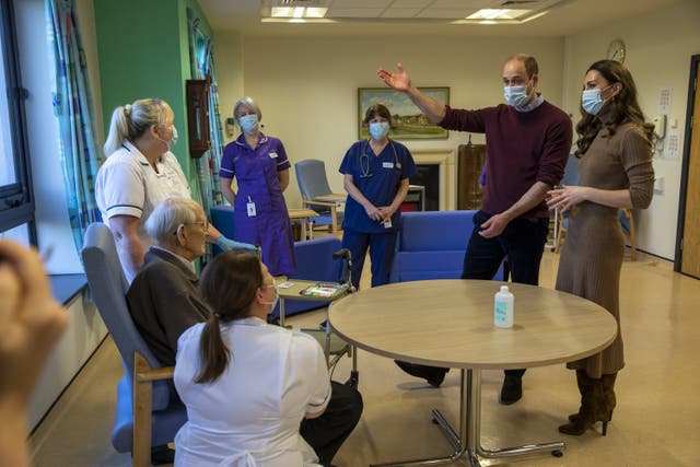 The Duke and Duchess of Cambridge during a visit to the Clitheroe Community Hospital in Lancashire