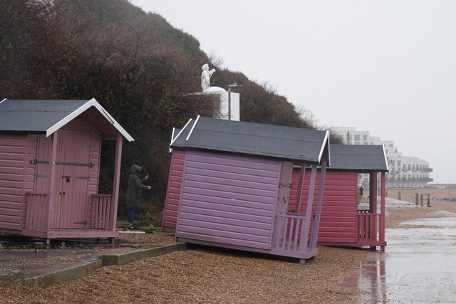 Beach huts were damaged