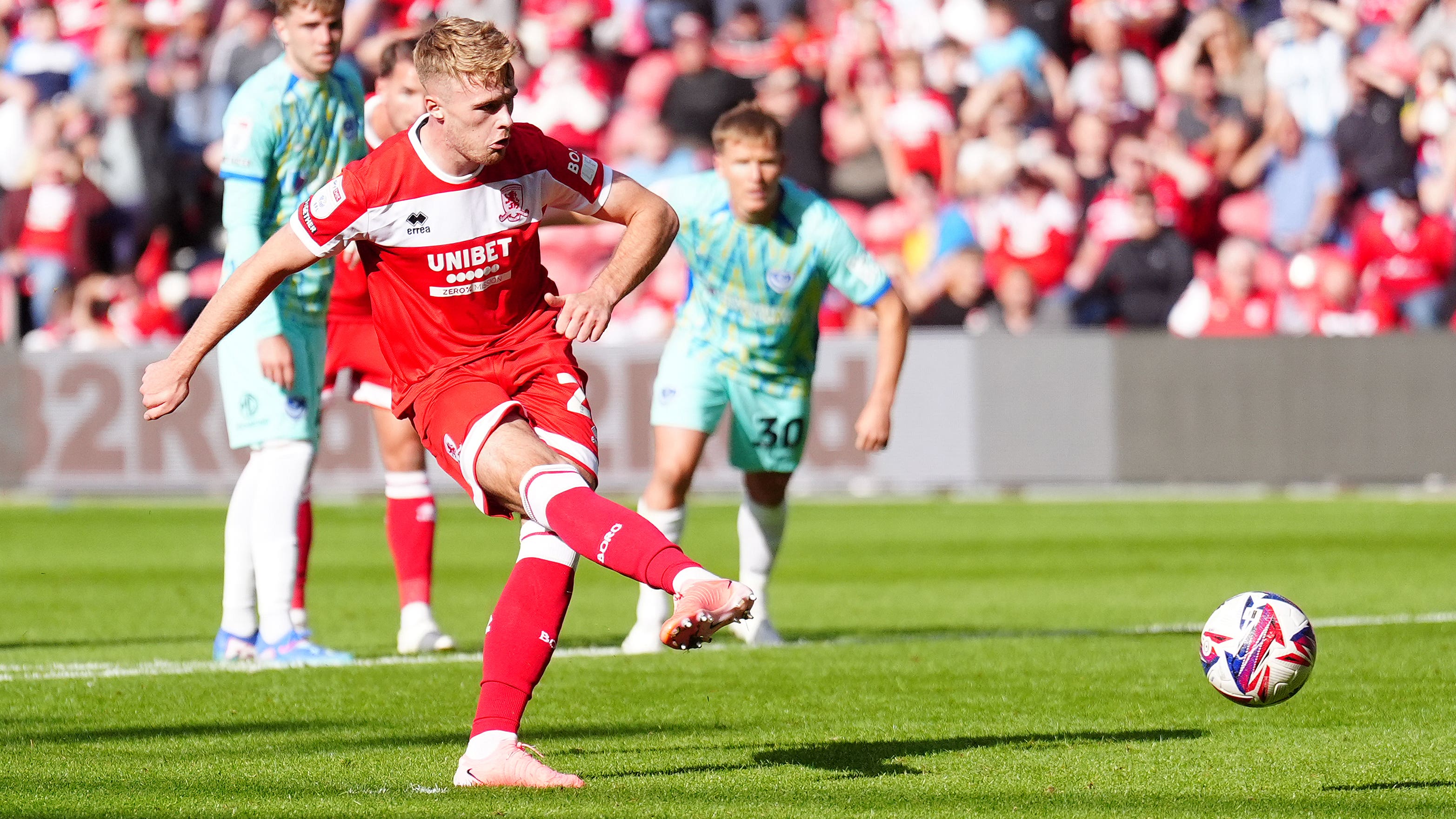 Tommy Conway strokes home the equaliser from the penalty spot (Owen Humphreys/PA)