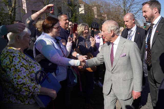 Charles went on an impromtu walkabout in Waterford where he received a warm welcome (Brian Lawless/PA)