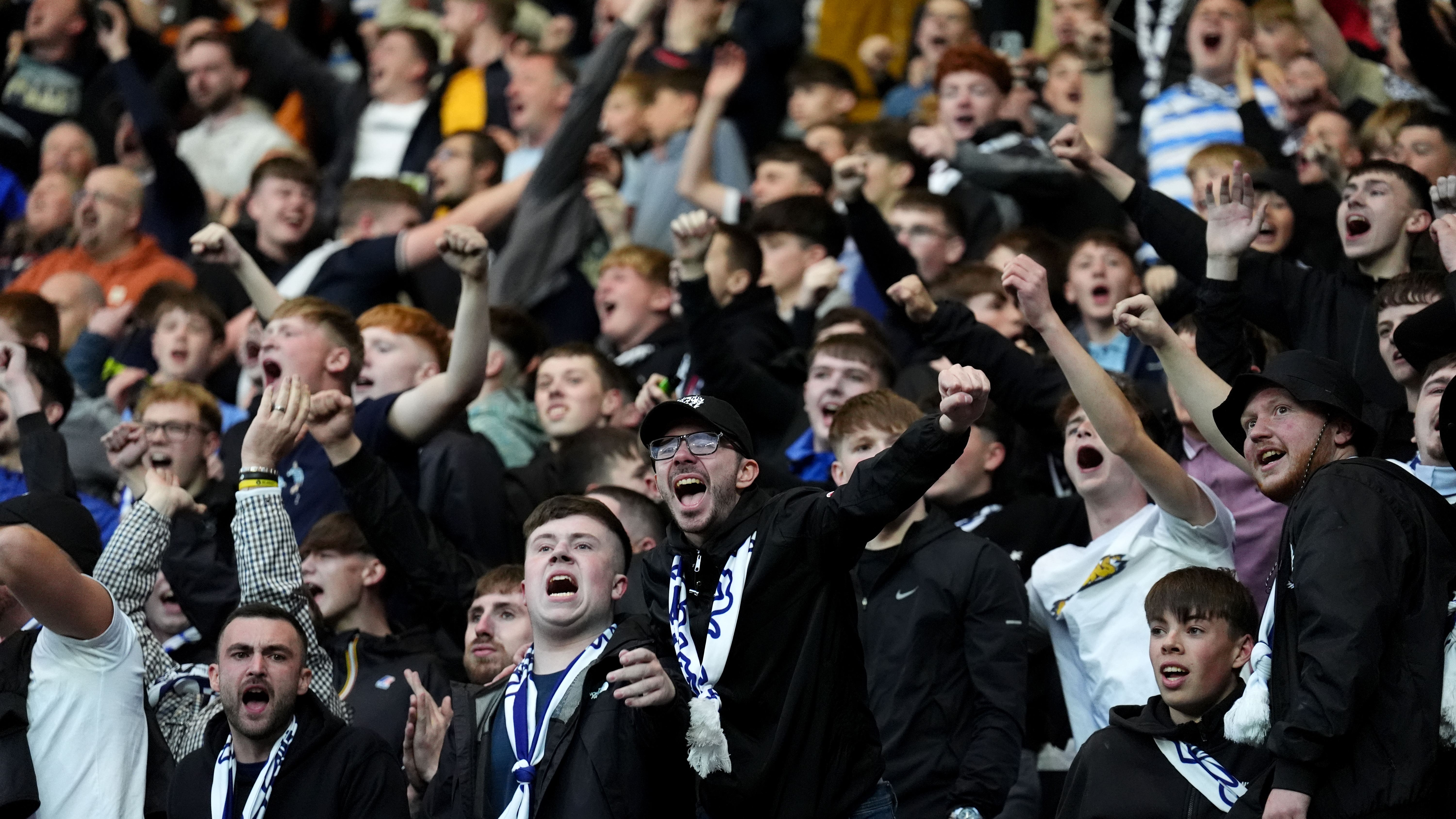 Falkirk fans celebrate (Andrew Milligan/PA)