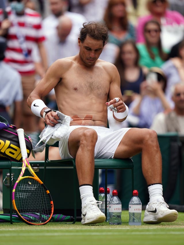 Rafael Nadal had tape on his abdomen