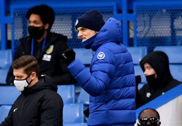 Chelsea manager Thomas Tuchel salutes Marcos Alonso, not pictured, sealing the first win of his Stamford Bridge reign. Former Borussia Dortmund and Paris St Germain boss Tuchel arrived in English football in January to replace the sacked Frank Lampard and sufficiently revived the club's fortunes to secure Champions League qualification. The German also guided the Blues to the finals of the FA Cup and the Champions League. After overseeing a goalless draw against Wolves in the immediate aftermath of Lampard's exit, strikes from Cesar Azpilicueta and Alonso gave Tuchel a 2-0 win over Burnley four days later