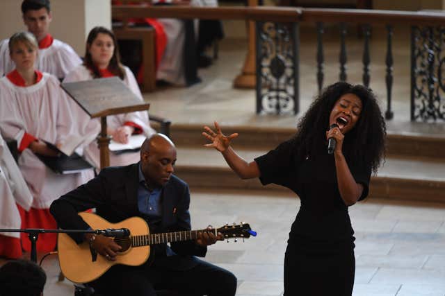 Beverley Knight singing during the memorial service (Victoria Jones/PA)