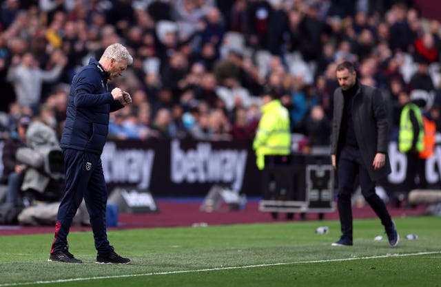 David Moyes (left) and  Ruben Selles on the touchline