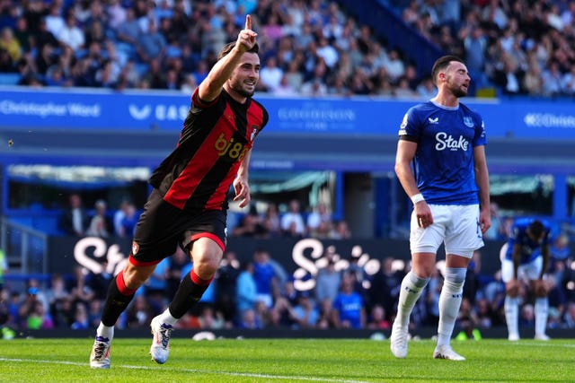 Lewis Cook celebrates his equaliser