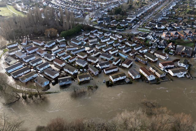 Flooding at Iford Bridge Home Park in Bournemouth last week 