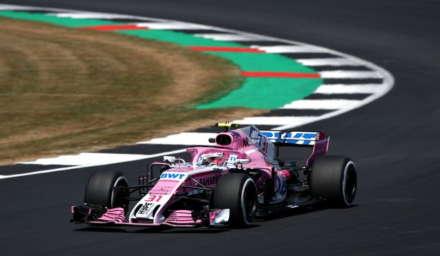 Ocon drives the Racing Point Force India car at Silverstone 