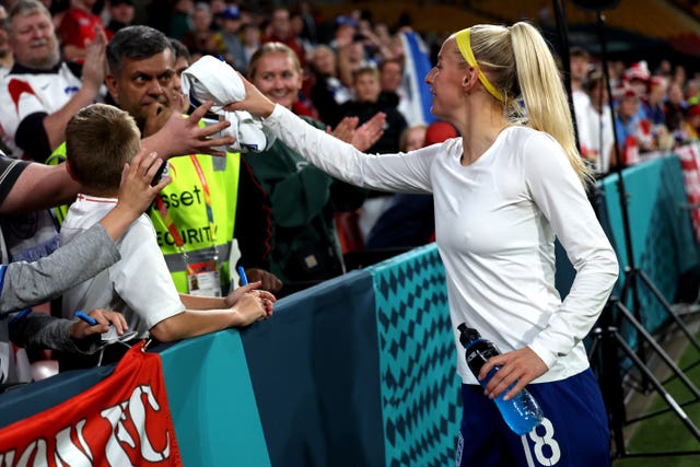 Kelly greeted England fans after her decisive penalty 