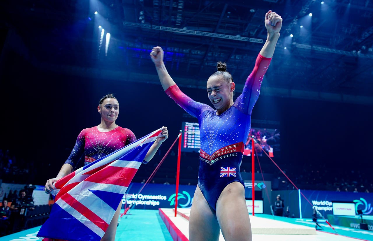 Gadirova twins ‘so proud’ of Bryony Page trampoline win as GB notch up ...