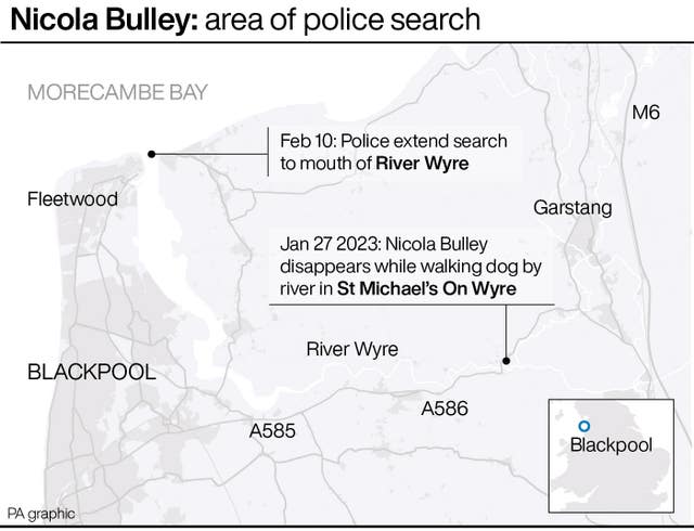 Nicola Bulley: area of police search